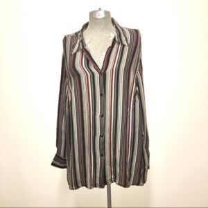 Lane Bryant Silk Blouse Black Red Tan 26/28
